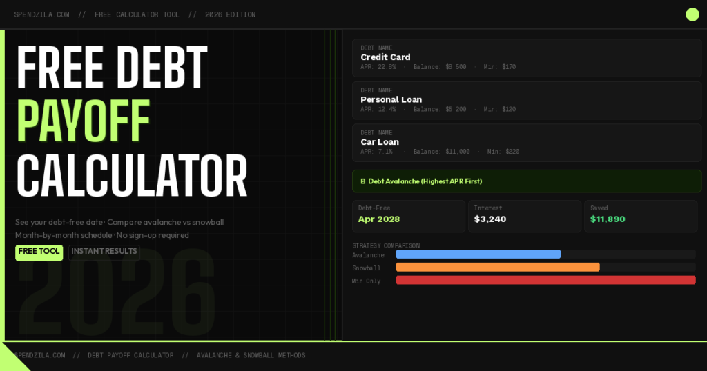 Debt Payoff Calculator 2026 — Free Tool + Avalanche & Snowball Plans